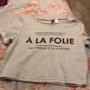 Sparkly grey crop top